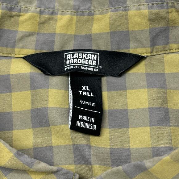 Alaskan Hardgear Mens XLT‎ Slim Fit Gingham Check Short Sleeve Button Up Shirt - Picture 4 of 9